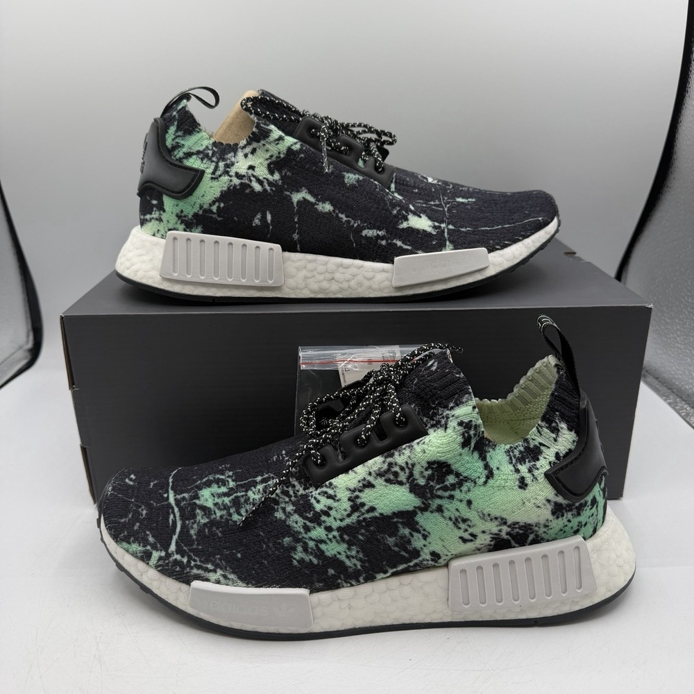 Adidas Originals NMD R1 PK Primeknit Shoes Mens Sz 8 Green Marble Sneaker BB7996